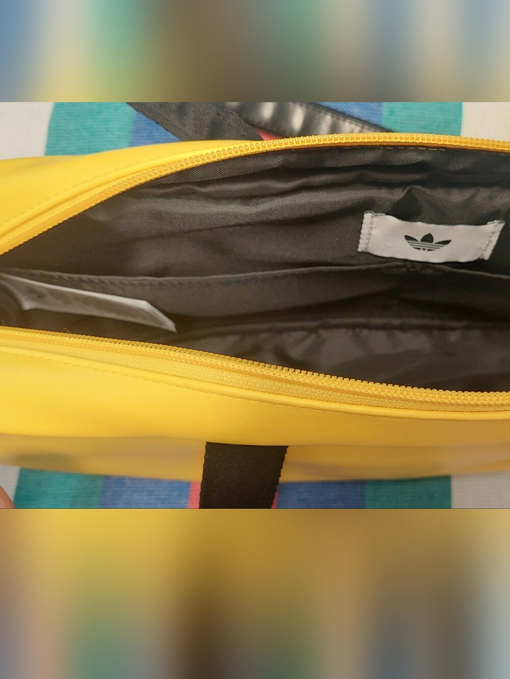 Adidas Yellow Vinyl Shoulder Bag with Black Trim - Picture 9 of 10